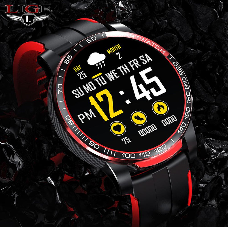 LIGE Men Smart Watch Men Bluetooth Call Waterproof Sports Fitness Watch Health Tracker Weather smartwatch Women For Android Ios