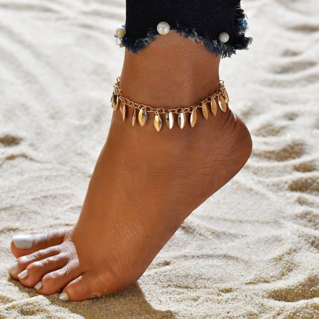 WUKALO Fashion Multilayer Cute Butterfly Anklets for Women Bohemian Simple Anklet Gold Color Chain Ankle Bracelet on Leg