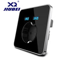 Jiubei  White Crystal Glass Panel 2A Dual USB Port Wall Charger Adapter Charging Socket With USB Wall Adapter EU Plug Socket Pow