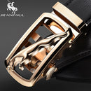 JIFANPAUL genuine leather men's simple belt fashion designer business new belt Jaguar pattern decorative alloy automatic buckle