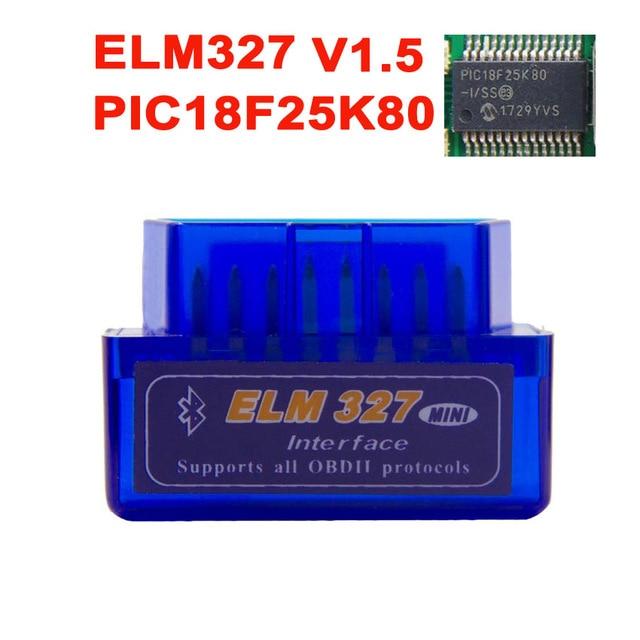 MINI PIC18F25K80 ELM327 V1.5 Bluetooth ELM 327 v1.5  OBD2 Scanner Diagnostic adapter scan tool OBD OBDII Code reader For ATAL
