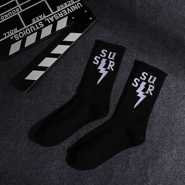 1 pair Men Fashion Hip Hop Hit Color On Fire Crew Socks Red Flame Blaze Power Torch Hot Warmth Street Skateboard Cotton Socks
