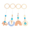Baby Play Gym Frame Wooden Beech Activity Gym Frame Stroller Hanging Pendants Toys Teether Ring Nursing Rattle Toys Room Decor