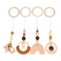 Baby Play Gym Frame Wooden Beech Activity Gym Frame Stroller Hanging Pendants Toys Teether Ring Nursing Rattle Toys Room Decor