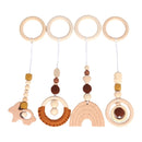Baby Play Gym Frame Wooden Beech Activity Gym Frame Stroller Hanging Pendants Toys Teether Ring Nursing Rattle Toys Room Decor