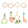 Baby Play Gym Frame Wooden Beech Activity Gym Frame Stroller Hanging Pendants Toys Teether Ring Nursing Rattle Toys Room Decor