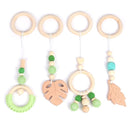 Baby Play Gym Frame Wooden Beech Activity Gym Frame Stroller Hanging Pendants Toys Teether Ring Nursing Rattle Toys Room Decor