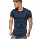 Short Sleeve Zipper Shoulder Streetwear Hip Hop Summer T Shirt Men Longline Curved Hem Tshirt Slim Funny T-Shirt Plus Size M-3XL