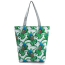 Miyahouse Summer Green Leaf Printed Women Handbag Foldable & Reusable Beach Bag Large Capacity Canvas Travel Bag For Female
