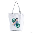 Miyahouse Summer Green Leaf Printed Women Handbag Foldable & Reusable Beach Bag Large Capacity Canvas Travel Bag For Female