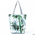 Miyahouse Summer Green Leaf Printed Women Handbag Foldable & Reusable Beach Bag Large Capacity Canvas Travel Bag For Female