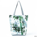 Miyahouse Summer Green Leaf Printed Women Handbag Foldable & Reusable Beach Bag Large Capacity Canvas Travel Bag For Female