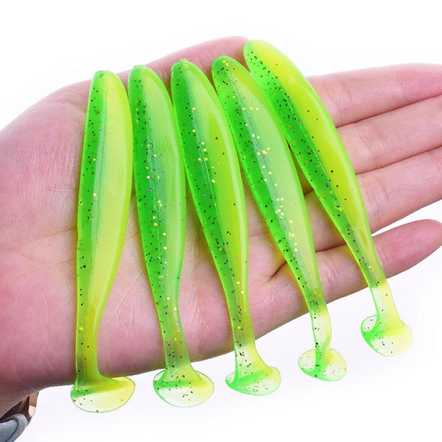 Proleurre Shad Worm Soft Bait 95mm 75mm 50mm T Tail Jigging Wobblers Fishing Lure Tackle Bass Pike Aritificial Silicone Swimbait