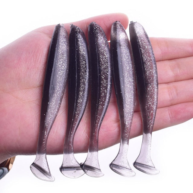 Proleurre Shad Worm Soft Bait 95mm 75mm 50mm T Tail Jigging Wobblers Fishing Lure Tackle Bass Pike Aritificial Silicone Swimbait