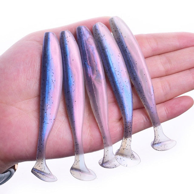 Proleurre Shad Worm Soft Bait 95mm 75mm 50mm T Tail Jigging Wobblers Fishing Lure Tackle Bass Pike Aritificial Silicone Swimbait