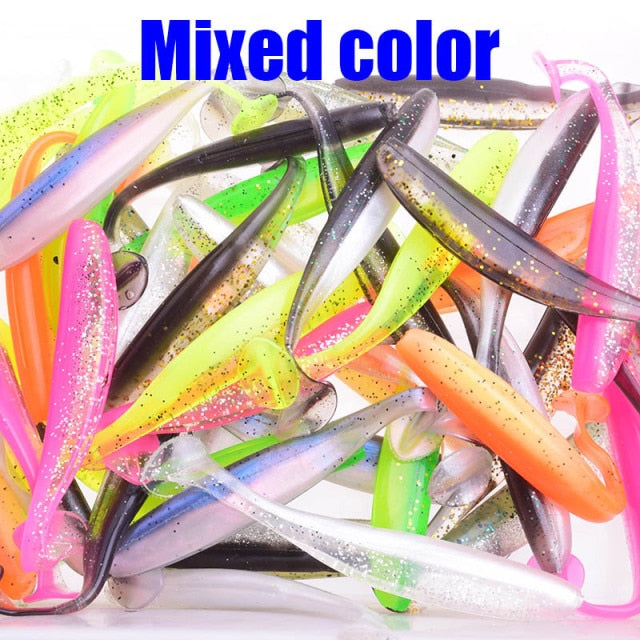 Proleurre Shad Worm Soft Bait 95mm 75mm 50mm T Tail Jigging Wobblers Fishing Lure Tackle Bass Pike Aritificial Silicone Swimbait