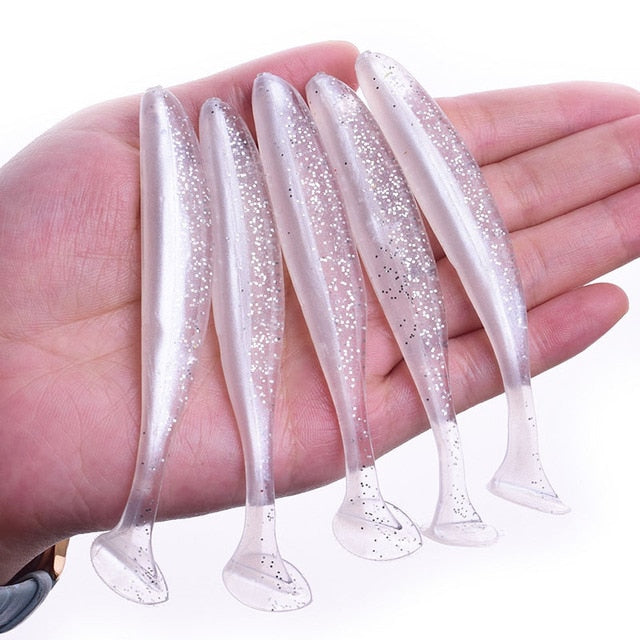 Proleurre Shad Worm Soft Bait 95mm 75mm 50mm T Tail Jigging Wobblers Fishing Lure Tackle Bass Pike Aritificial Silicone Swimbait
