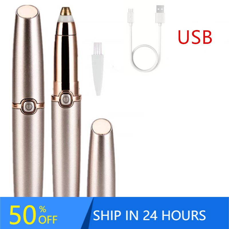 Protable Mini Electric Eyebrow Trimmer Lip Face Hair Razor Epilator Pen Hair Remover Eyebrow Shaver USB Rechargable 40