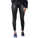 SEBOWEL Women High Waist Black Leggings Leopard Textured Stretchy Faux Leather Pants Female Sexy Skinny Autumn Leggings S-XL