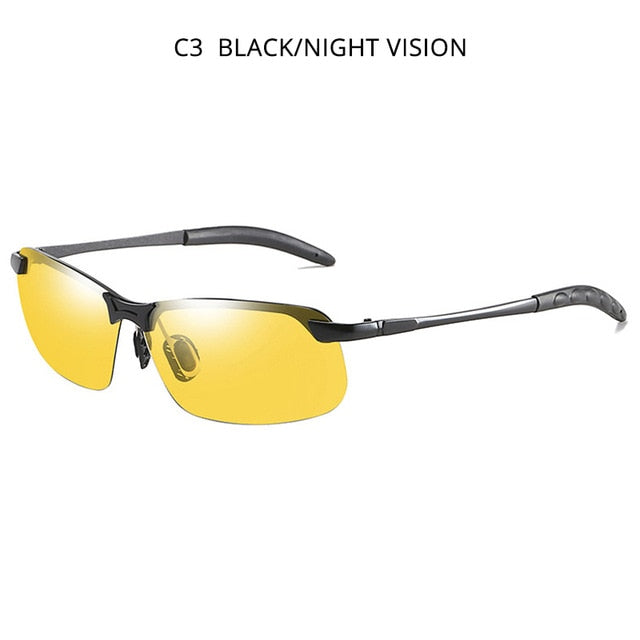 HOOBAN Vintage Photochromic Sunglasses Men Fashion Rectangle Polarized Sun Glasses Male Driving Chameleon Eyewear Night Vision