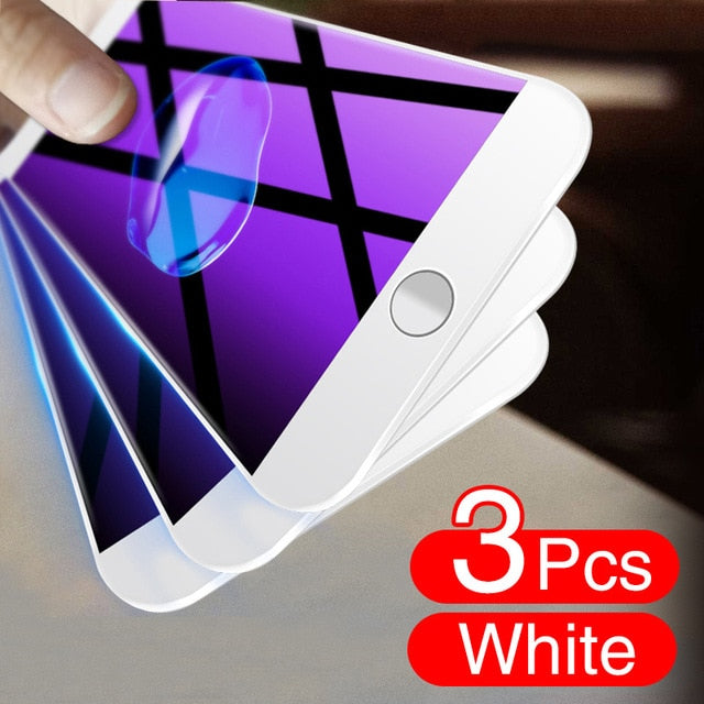 3PCS Curved Full Cover Protective Glass On The For iPhone 7 8 6S Plus Tempered Screen Protector iPhone 8 7 6 SE 2020 Glass Film