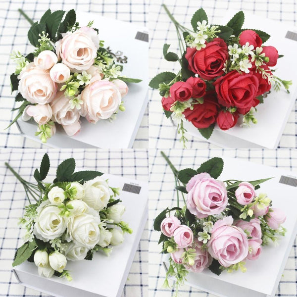 A bunch of beautiful artificial peony roses silk flowers DIY home garden party wedding decoration artificial flowers