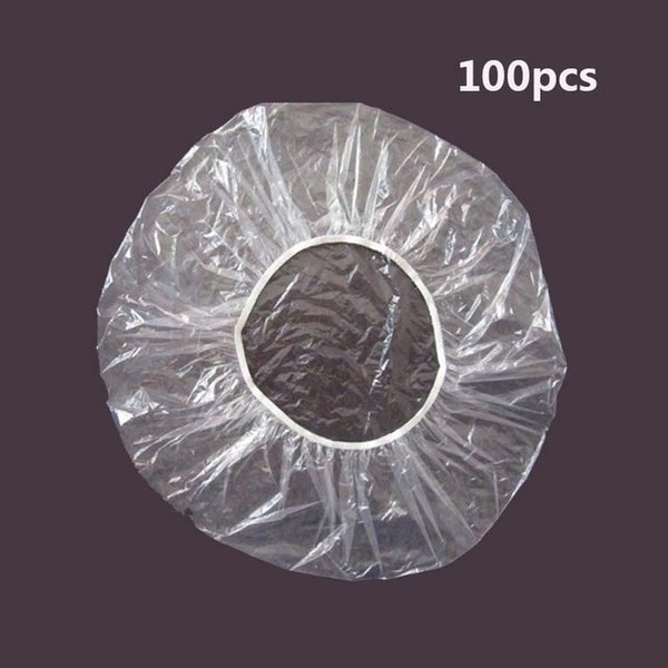 100pcs/lot Disposable Shower Caps Clear Spa Hair Salon Hotel One-Off Bathing Elastic Shower Hat Bathroom Products Bath Bonnet