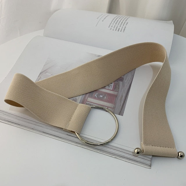 Belts for Women Simple Waist Elastic Ladies Band Round Buckle Decoration Coat Sweater Fashion Dress Waistband