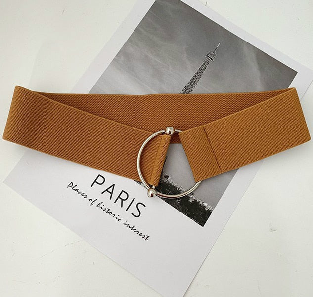 Belts for Women Simple Waist Elastic Ladies Band Round Buckle Decoration Coat Sweater Fashion Dress Waistband