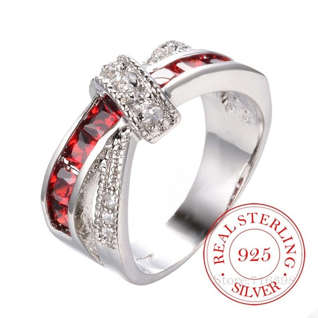 100% 925 Sterling Silver Jewelry Vintage Purple Crystal Couple's Wedding Silver Rings for Women Men Fashion Anel De Prata Bijoux