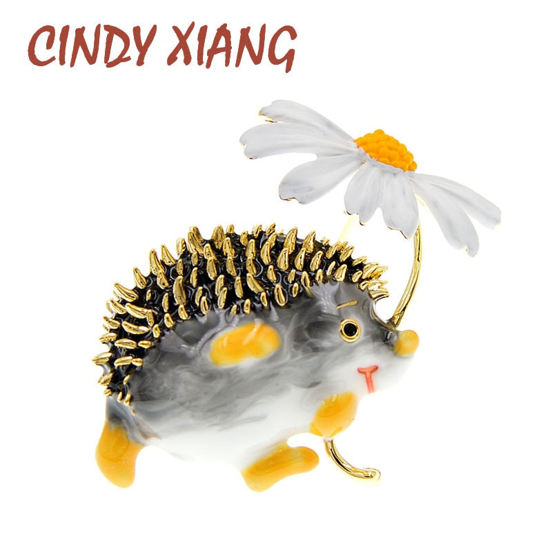 CINDY XIANG Cute Hedgehog Brooch Fashion Daisy Brooches For Women Animal Jewelry Funny Winter Design High Quality New 2020