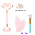 Rose Quartz Roller Face-lifting Massager Natural Jade Facial Massager Roller Slimming Jade Scraping Mask Brush Three-piece Set