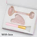 Rose Quartz Roller Face-lifting Massager Natural Jade Facial Massager Roller Slimming Jade Scraping Mask Brush Three-piece Set
