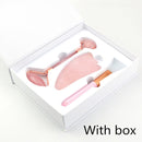 Rose Quartz Roller Face-lifting Massager Natural Jade Facial Massager Roller Slimming Jade Scraping Mask Brush Three-piece Set