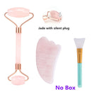 Rose Quartz Roller Face-lifting Massager Natural Jade Facial Massager Roller Slimming Jade Scraping Mask Brush Three-piece Set