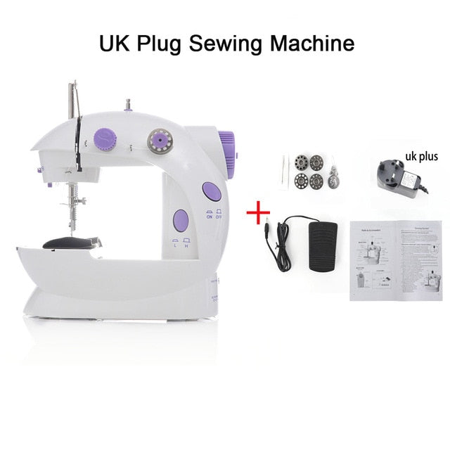 Sewing Machines Portable Mini Electric Household Crafting Mending with Foot Pedal Cutter Light for Home Beginners Kids Purple
