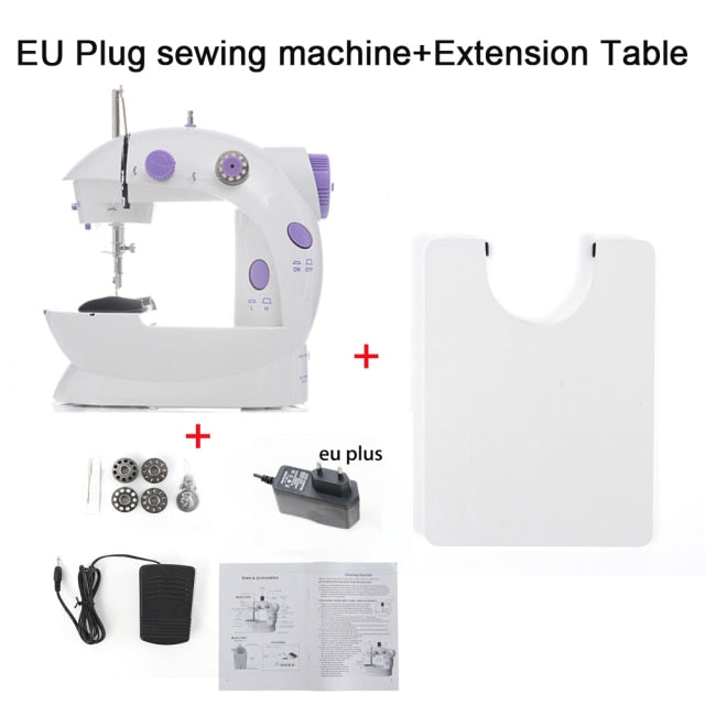 Sewing Machines Portable Mini Electric Household Crafting Mending with Foot Pedal Cutter Light for Home Beginners Kids Purple