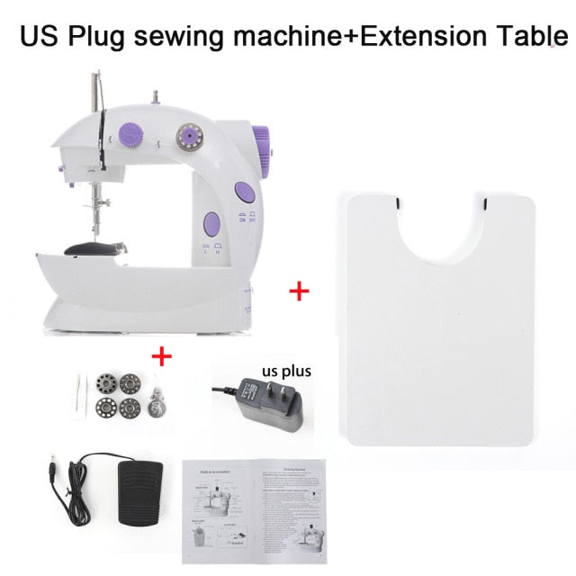 Sewing Machines Portable Mini Electric Household Crafting Mending with Foot Pedal Cutter Light for Home Beginners Kids Purple