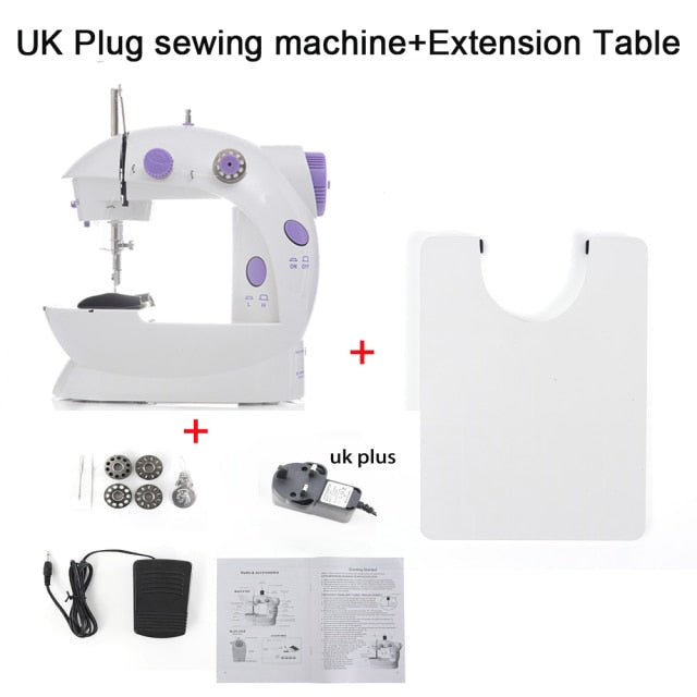 Sewing Machines Portable Mini Electric Household Crafting Mending with Foot Pedal Cutter Light for Home Beginners Kids Purple