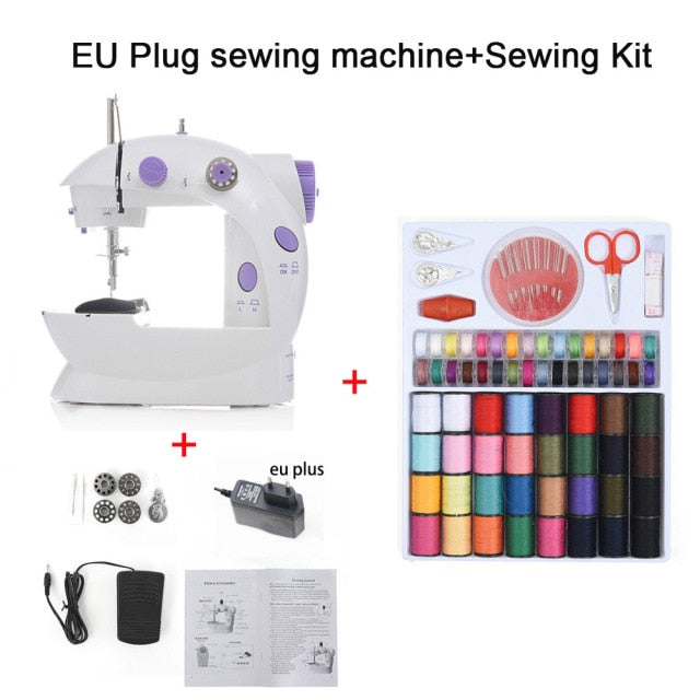 Sewing Machines Portable Mini Electric Household Crafting Mending with Foot Pedal Cutter Light for Home Beginners Kids Purple