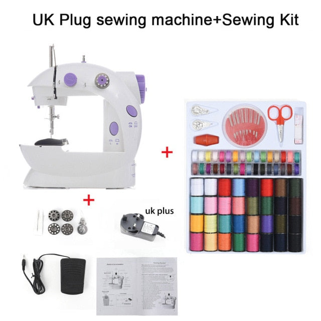 Sewing Machines Portable Mini Electric Household Crafting Mending with Foot Pedal Cutter Light for Home Beginners Kids Purple