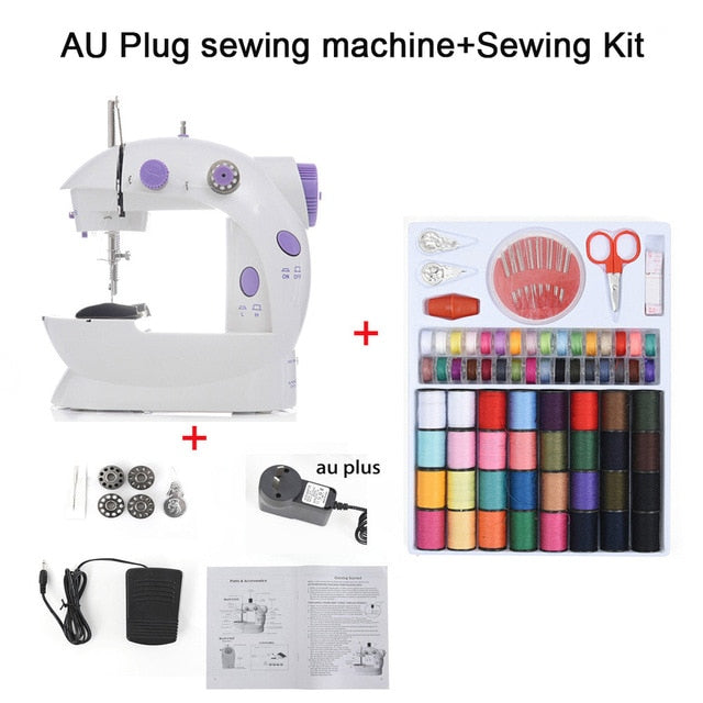 Sewing Machines Portable Mini Electric Household Crafting Mending with Foot Pedal Cutter Light for Home Beginners Kids Purple