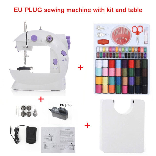Sewing Machines Portable Mini Electric Household Crafting Mending with Foot Pedal Cutter Light for Home Beginners Kids Purple