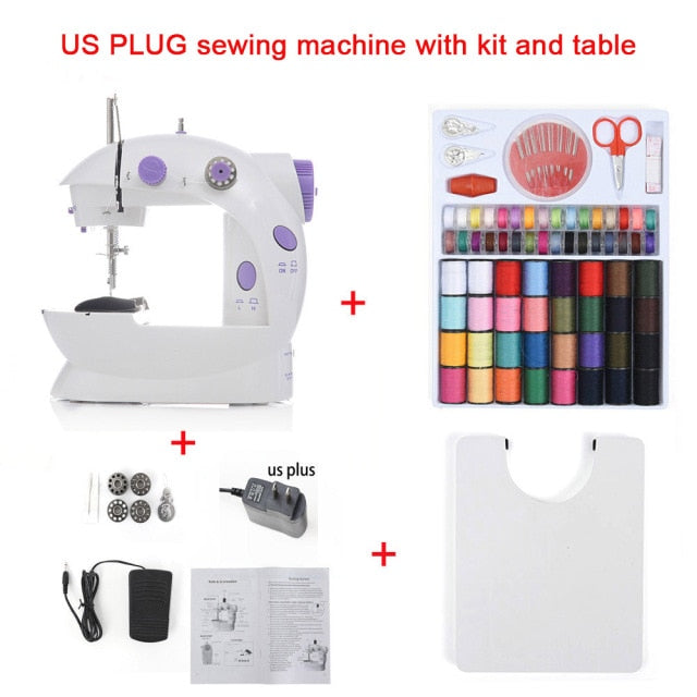 Sewing Machines Portable Mini Electric Household Crafting Mending with Foot Pedal Cutter Light for Home Beginners Kids Purple