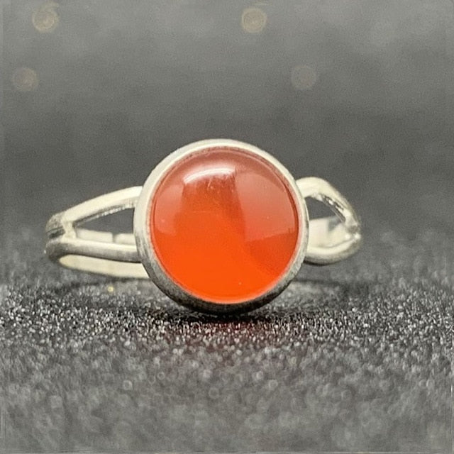 Momiji Natural Stone Open Ring for Women Handmade Bohemian Jewelry Gift Crystal Moonstone Tigereye Wedding Party Ring Adjustable