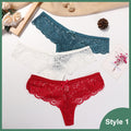 3 Pcs Panties Underwear Woman Lace Thong G String Sexy Briefs Lingerie Woman Thong T-back Lace Female Low Waist Women's Panties