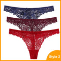3 Pcs Panties Underwear Woman Lace Thong G String Sexy Briefs Lingerie Woman Thong T-back Lace Female Low Waist Women's Panties
