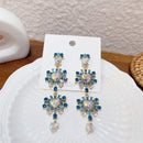 MENGJIQIAO New Korean Shiny Heart Crystal Drop Earrings For Women Fashion Shell Rhinestone Boucle D'oreille Party Jeweley Gift