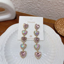 MENGJIQIAO New Korean Shiny Heart Crystal Drop Earrings For Women Fashion Shell Rhinestone Boucle D'oreille Party Jeweley Gift