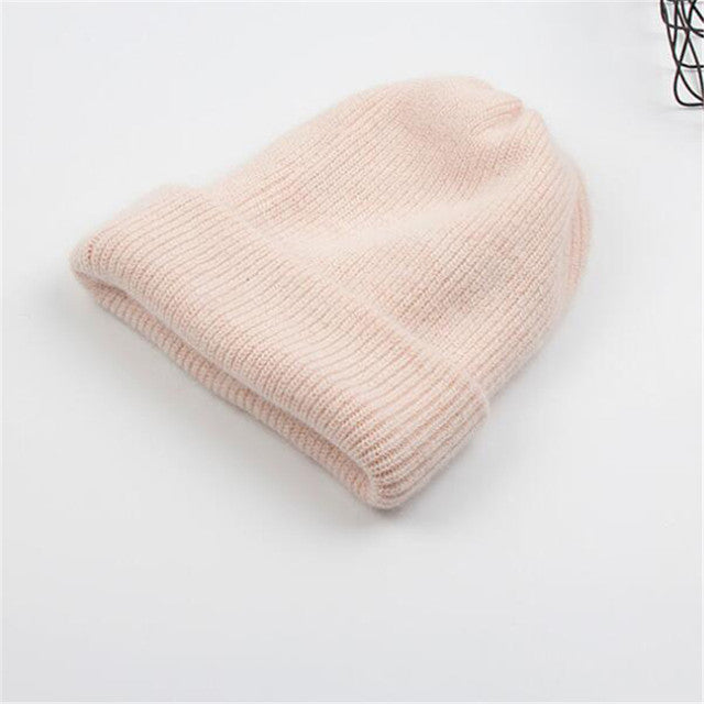 Xthree Beanie Hat for Women Winter Hat Knitted Rabbit Fur Skullies Hat Warm Bonnet Cap Female Hats for Girl hat